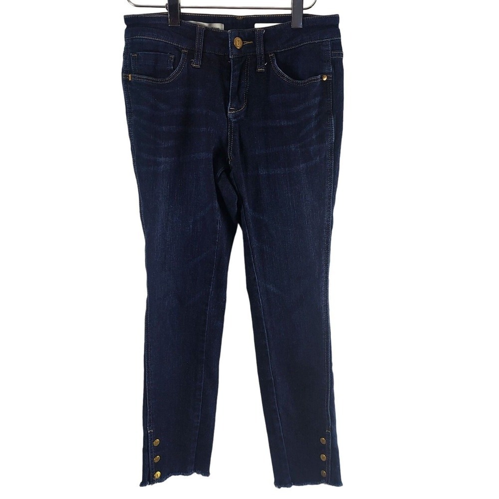 Pilcro And The Letterpress Jeans 26 Womens Low Rise Dark Wash Skinny Buttons Leg